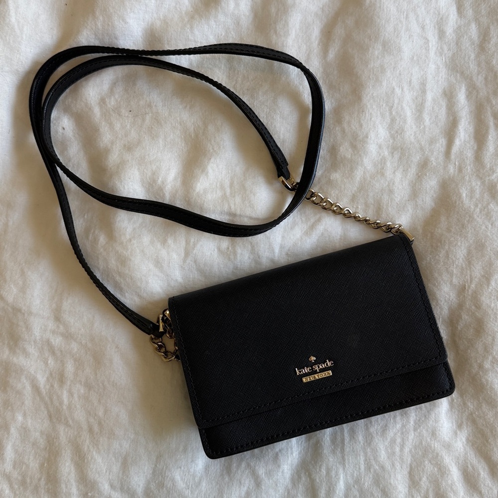 Kate Spade Black Mini Crossbody with Chain Detail